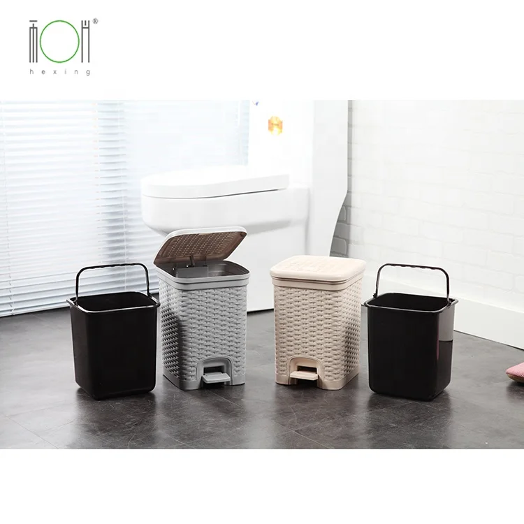 
Plastic small rattan foot pedal 6L kitchen dustbin kitchen waste bin 