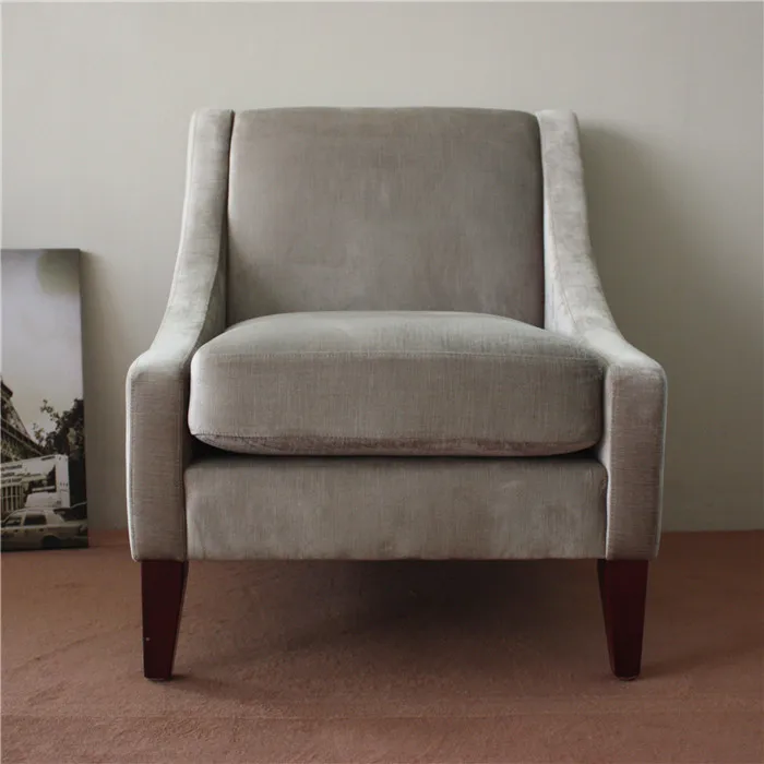 Hotel Velvet leisure chair, living room wooden sofa chair, antique french leisure chair