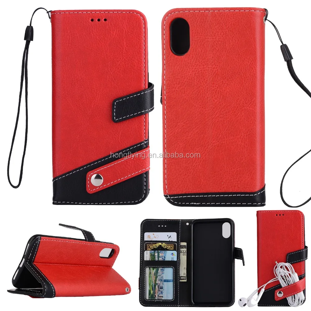Leather phone case with credit card slot back cover for Iphone X, card slot case for sam sung ,mobile phone shell