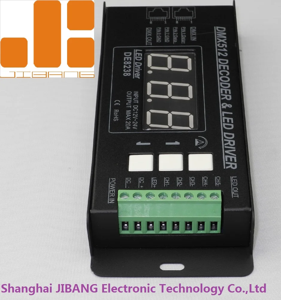 RGB+CCT 5CH Digital Tube Display DC12-24V Constant Voltage LED DMX512 DecoderDE8238