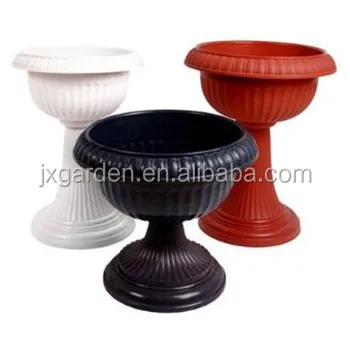 
Grecian Urn Pedestal Round Heavy Duty Plastic Clay Look Flower Seedlings Nursery Pot Urn with wide base 