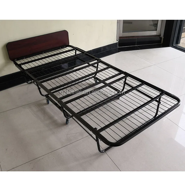 Дешевая металлическая односпальная складная кровать, дополнительная кровать для отеля и дома