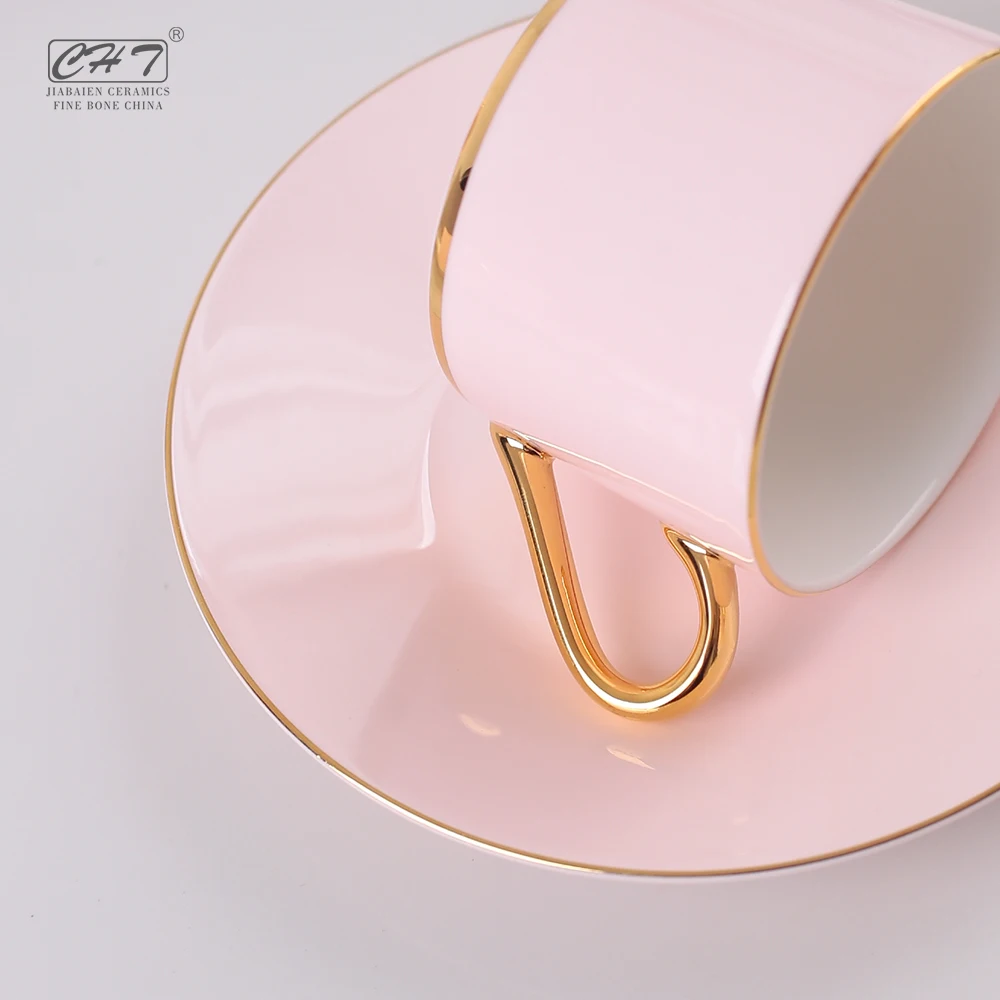 15pcs high quality decorative german breakfast coffee tea cup set fine bone china gifts packing royal with gold rim  for cafe