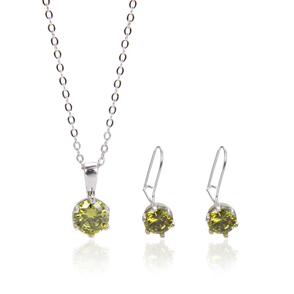 ZHILIAN Jewelry Zircon Set Brown Main Stone Crystal 925 Sterling Silver Jewelry Set