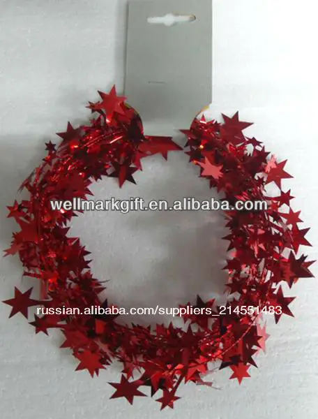 9 ноги металлический зеленый рождество мишура, звезды мишура, проводной гирлянды