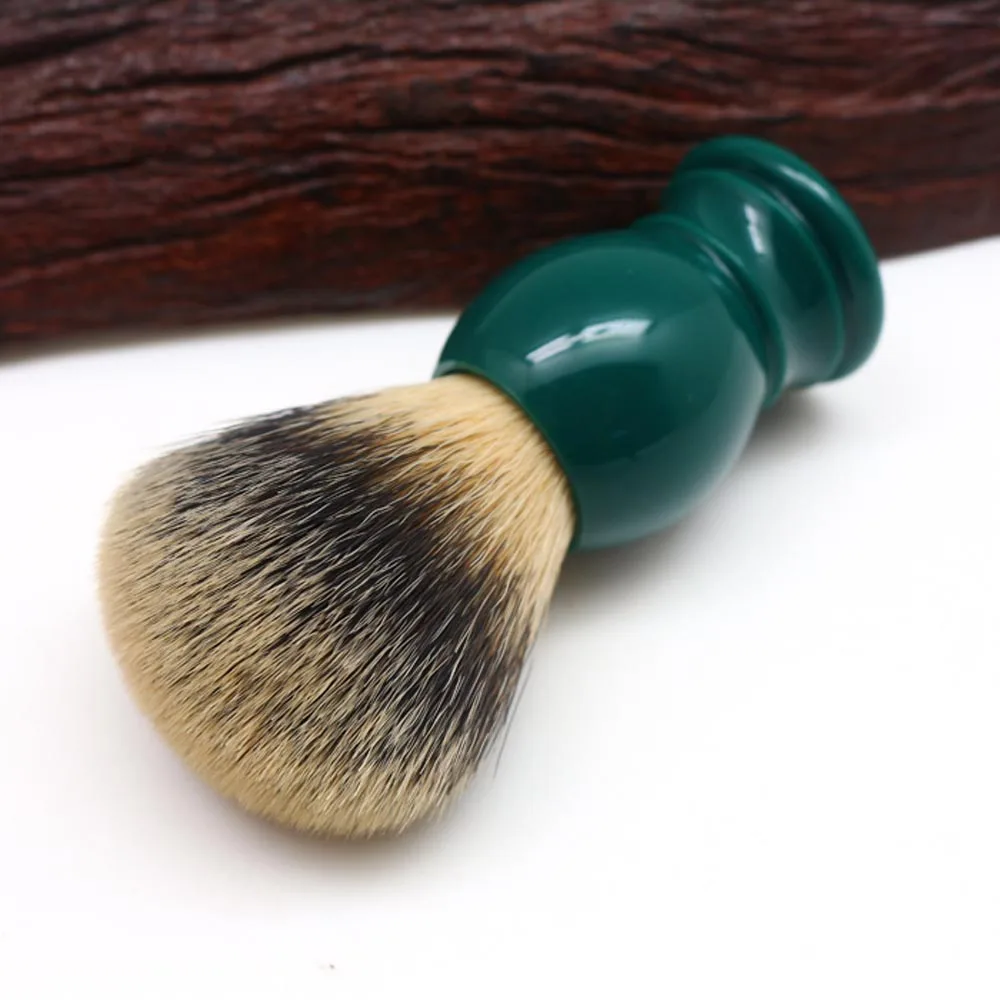 Pure synthetic hair shaving brush Private label luxury peacock green handle men shaving brushes