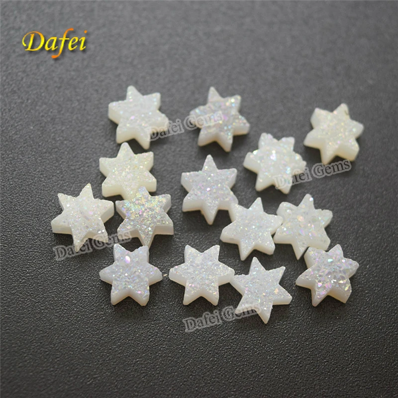 Wholesale Opal White David Star Natural Drusy For Jewelry