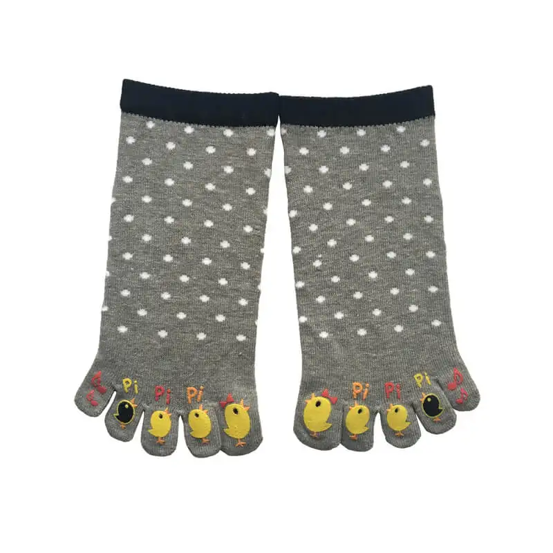 Mens Comfy Ankle Crew Sports Toe Five Finger Socks with Polka Dots and Animals