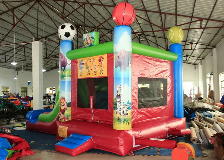 
Mini Inflatable Bouncey Castle WIth Slide Animal Theme Children Air Games House 