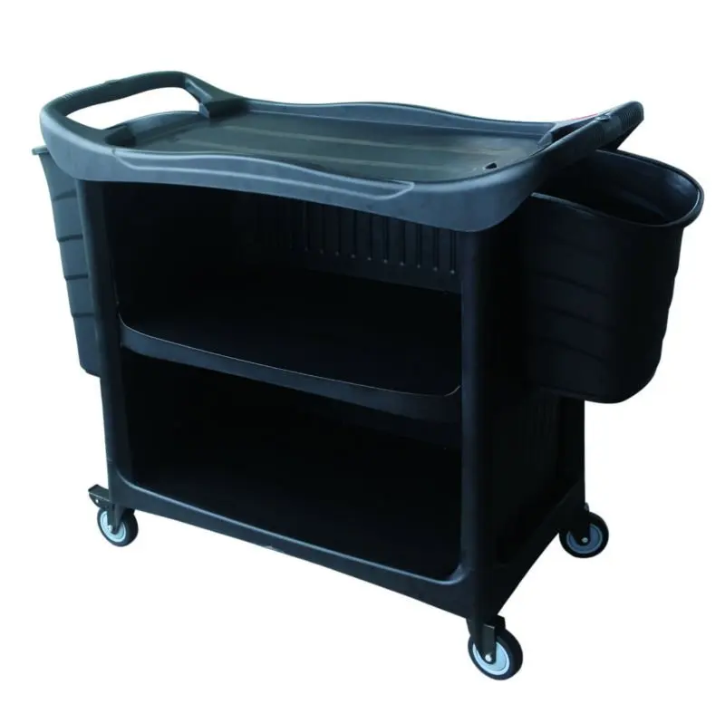 Cleaning trolley  utility cart black cleaning cart for sale