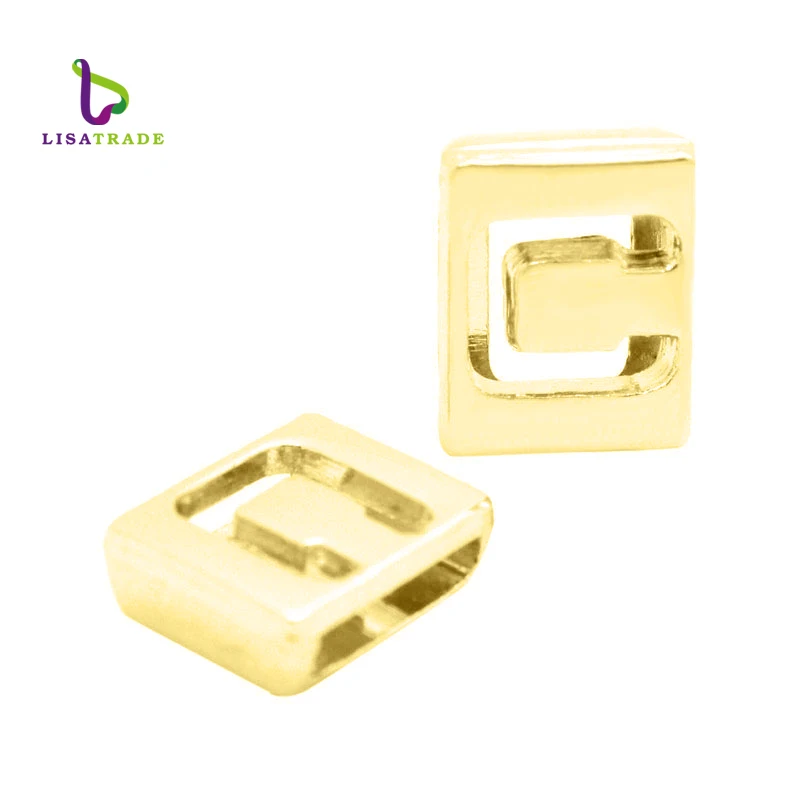8mm Gold Color Hollow Sliding Charm Alphabet Letters A Z Slide Letter for DIY Bracelet Making Accessories
