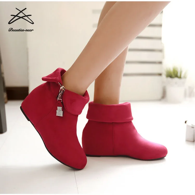 2018 new autumn winter boots thick padded keep warm casual shoes waterproof high heel women boots snow boots