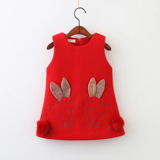 
PHB13628 Cartoon Bunny Design Kids Asian Style Dress 