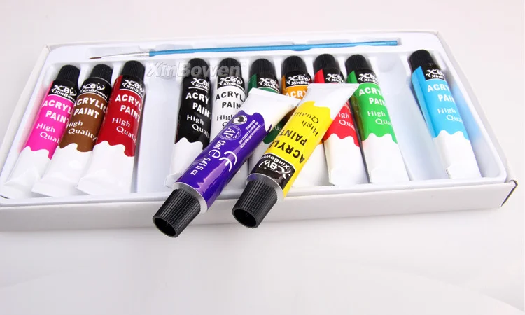 Cheap Prices Wholesale Acrylic Paint 12 Colors Non-Toxic Artists Acrylic Paints 12Ml  Acrylic Painting Set With Brush
