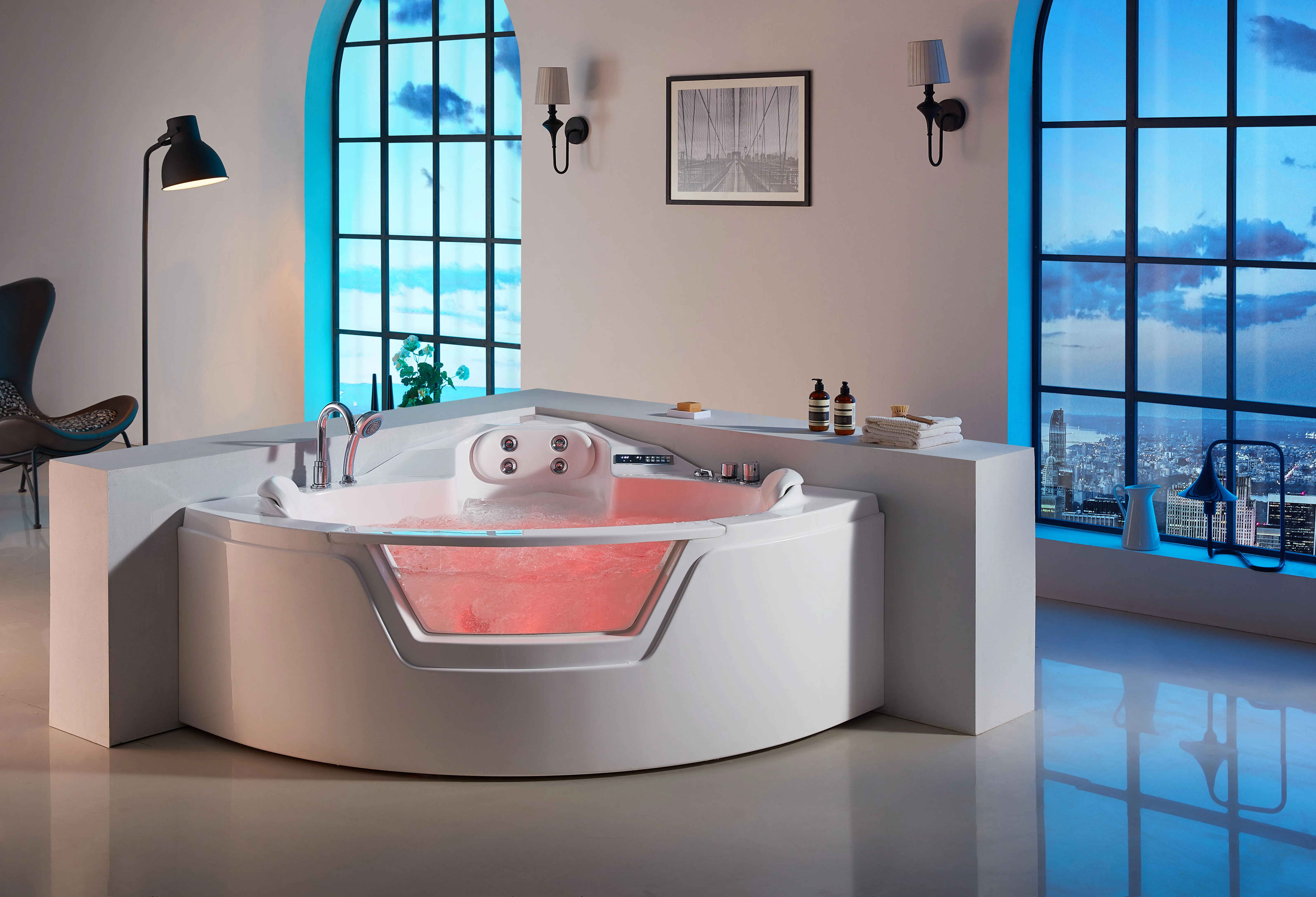 1.42m 2 LX pump water adjustable jets back cushion bubble bath and surfing bathtub