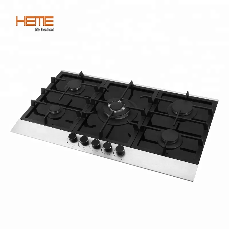 Household kitchen appliances 5 burner tempered glass 36 inch built in gas cooktop with ETL approval