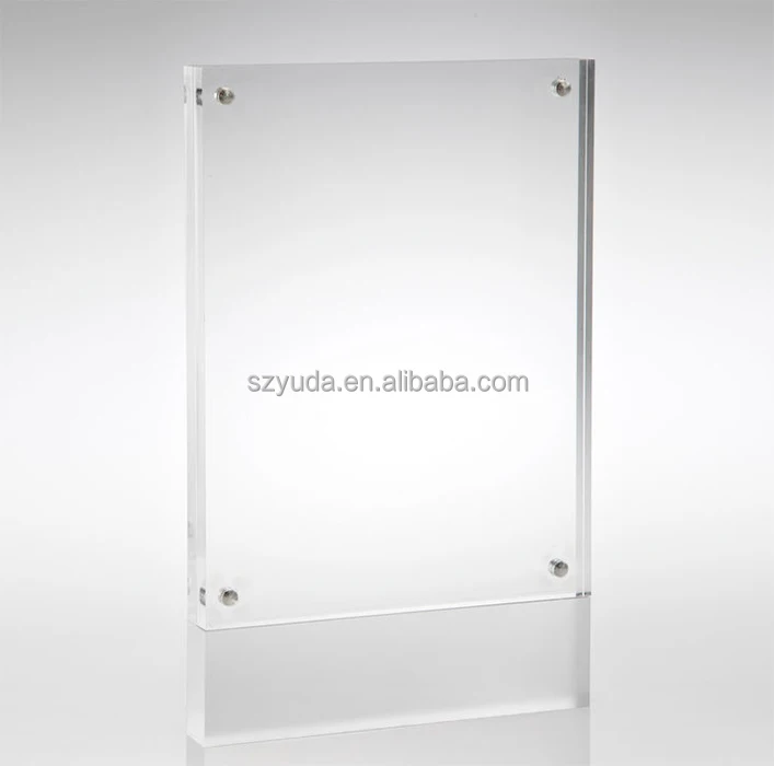 Popular A4 Double Sided Box Acrylic Desktop Photo Frame Vetro Funny Magnetic Picture Frame