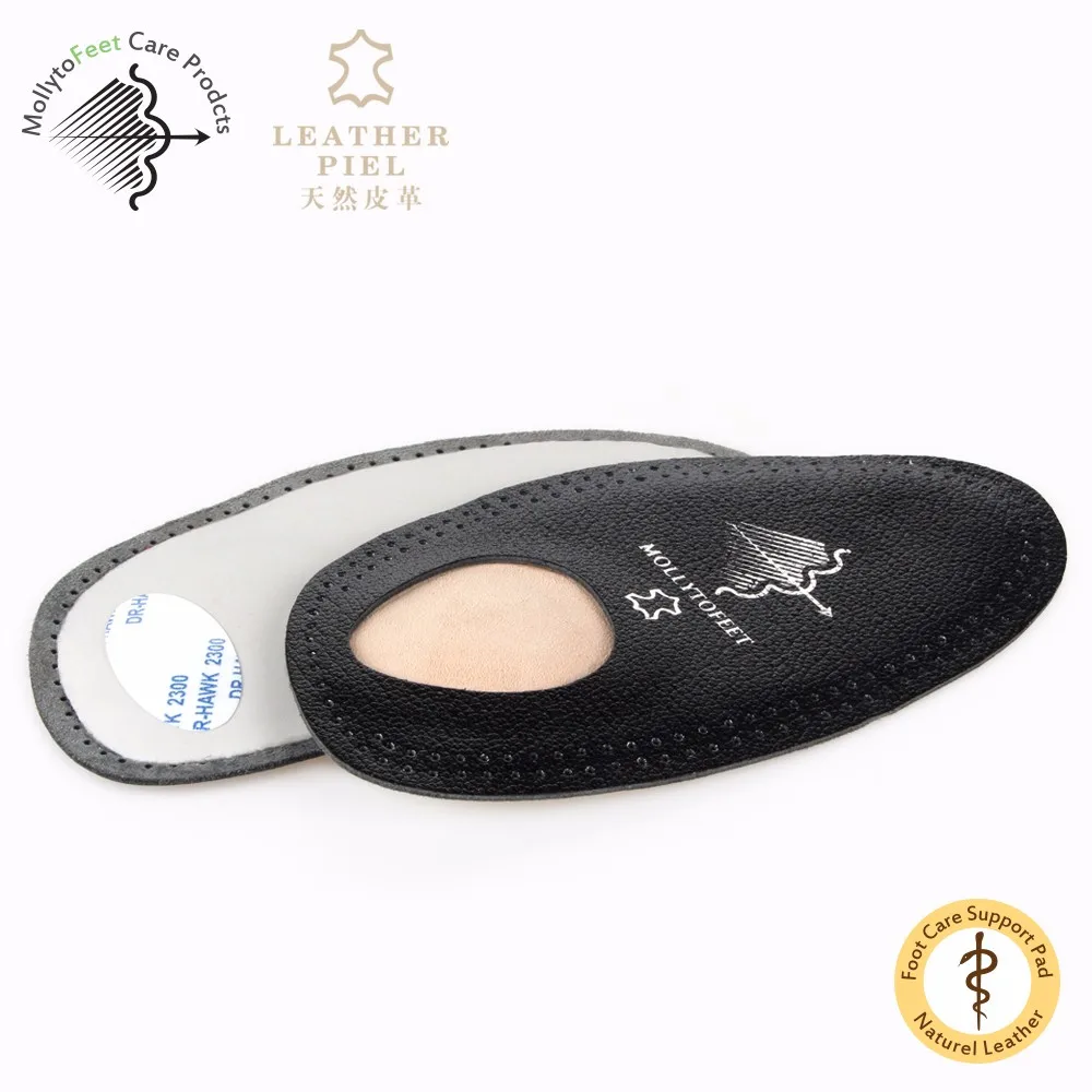 Waterproof black Sheepskin Genuine Leather material Metatarsal Support massage forefoot orthotic shoe pad for all shoe