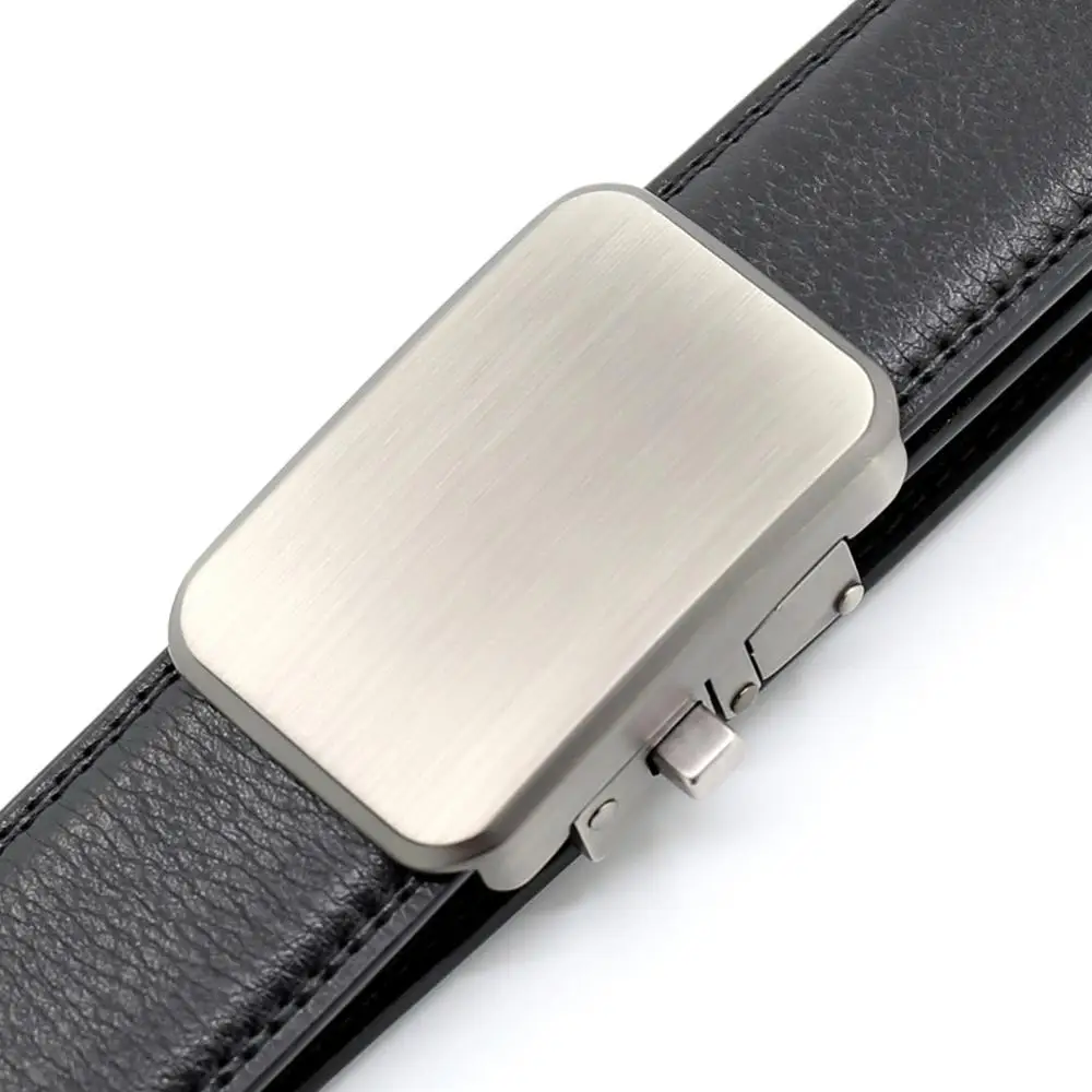 Men 1.25 Inches Plate  Buckle with Ratchet Belt Strap Adjustable Leather Belt