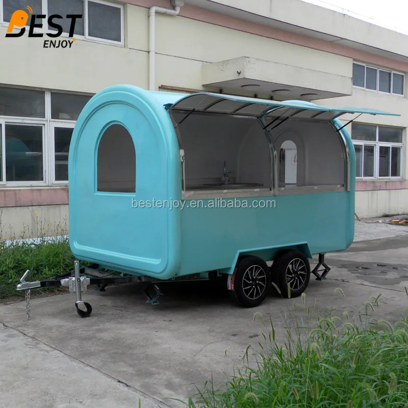 3m long round 2 axles 4 wheels factory export mobile food cart truck trailer for sale