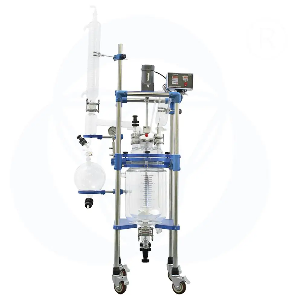 
10l 30l two layer hydrolysis chemical glass reactor 