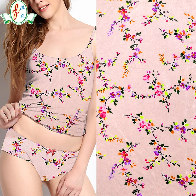 Polyamide elastane printed lingerie fabric for sexy girls