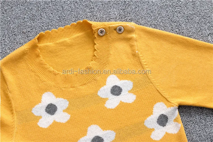 
new design stylish teenager kids girls flower knitting pullover sweaters 