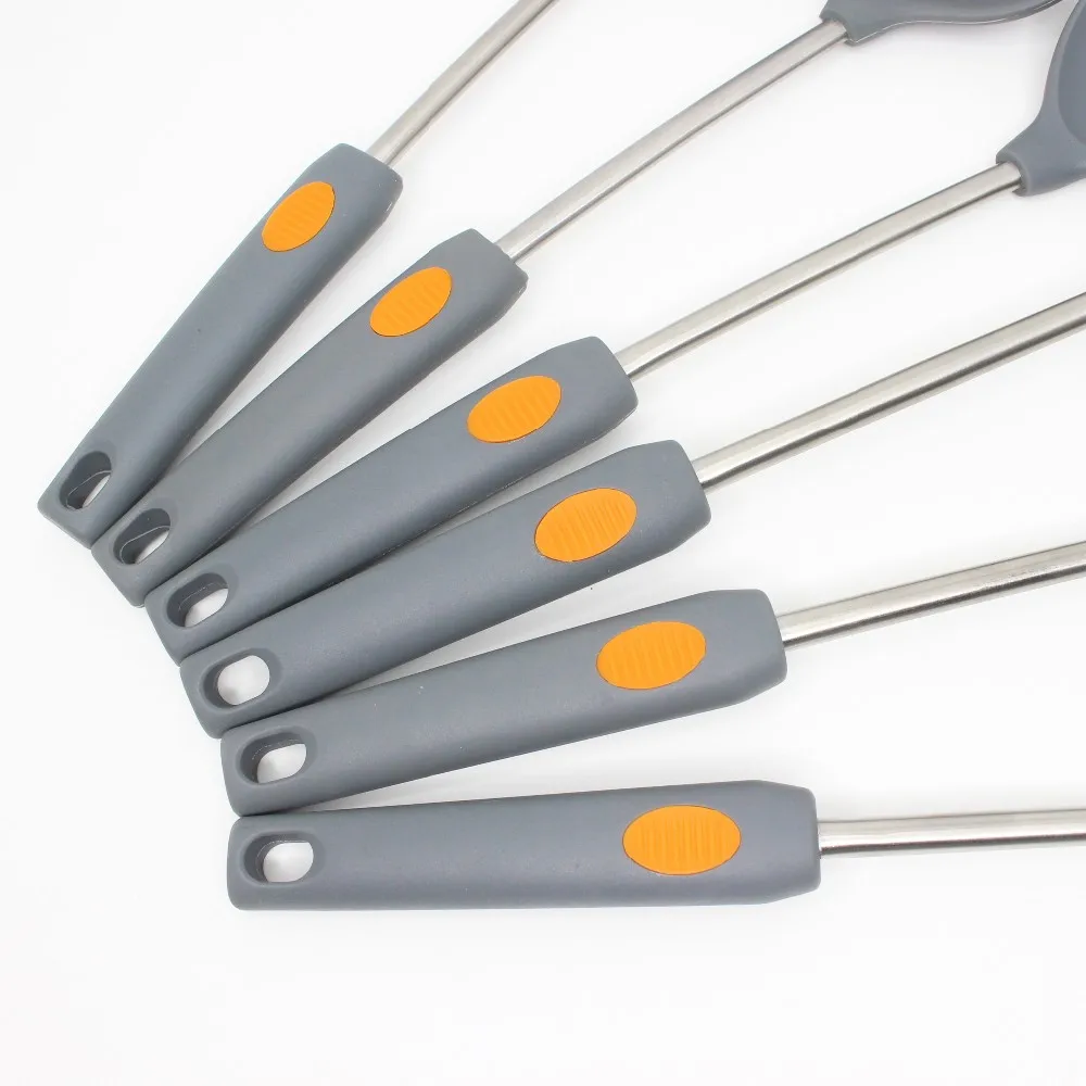 Food Grade Eco-friendly Hot Sales New Design Silicone and TPR Handle Kitchen Utensils Set/6