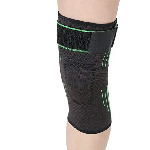 Custom Breathable Powerful compression knee brace sleeve anti-slip strip knitted knee brace for sport protect