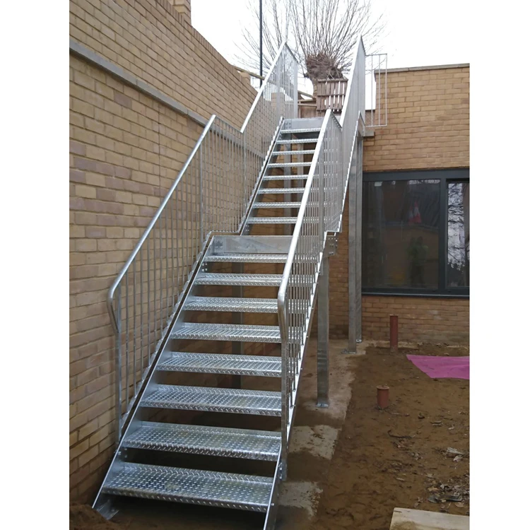 Outdoor metal stairs galvanized  powder coated Steel Straight staircase design
