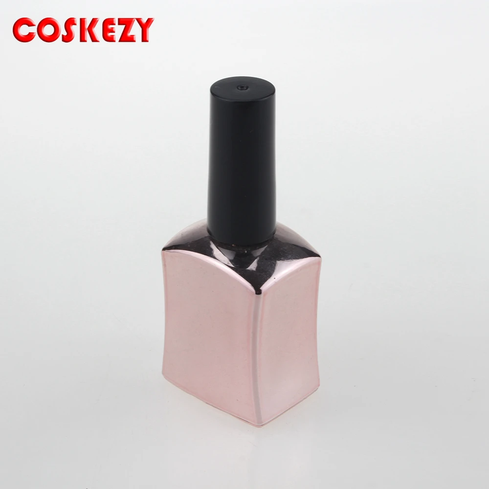 15ml Fancy Gloss UV Nail Varnish Bottle Empty, Wholesale Square Shape 15g Nail Polish Glass Container with Black Lid