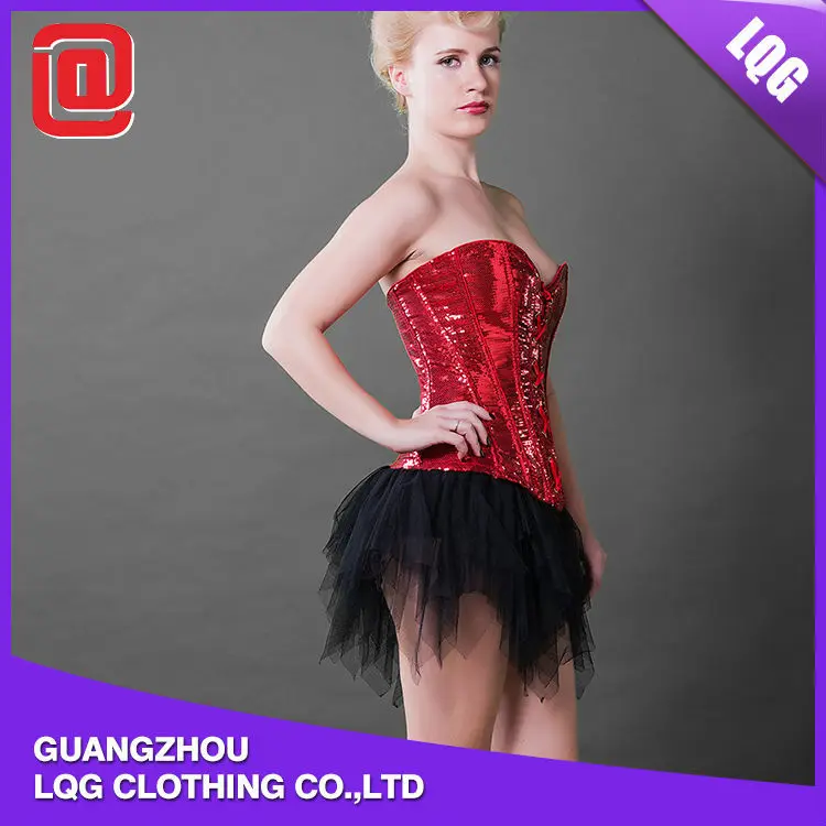 Красивый красный блестки украшенные оптовая продажа корсет