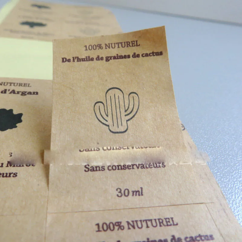 well sale oval QR code sticker for cosmetic shop,cosmetic label printing brown kraft paper hot stamp heart shape stickers roll