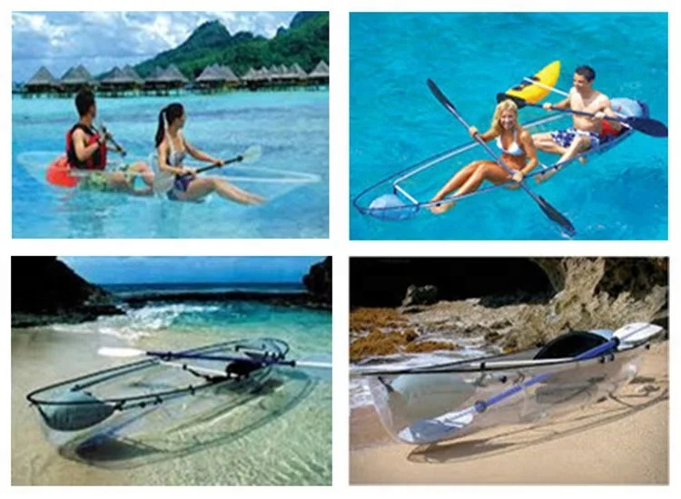 Transparent Crystal Clear caribe clear bottom kayak for sale 1 or 2or 8 adults