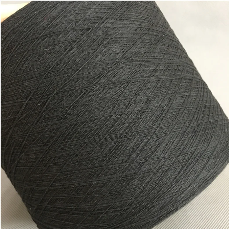 
Ne 28s/1 Recycled cotton black cotton-polyester blended single ply CVC 60%cotton 40%polyester 
