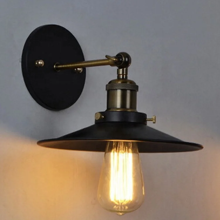
vintage wall mounted bed lamps Side Industrial Black Adjustable Wall Light Sconce 
