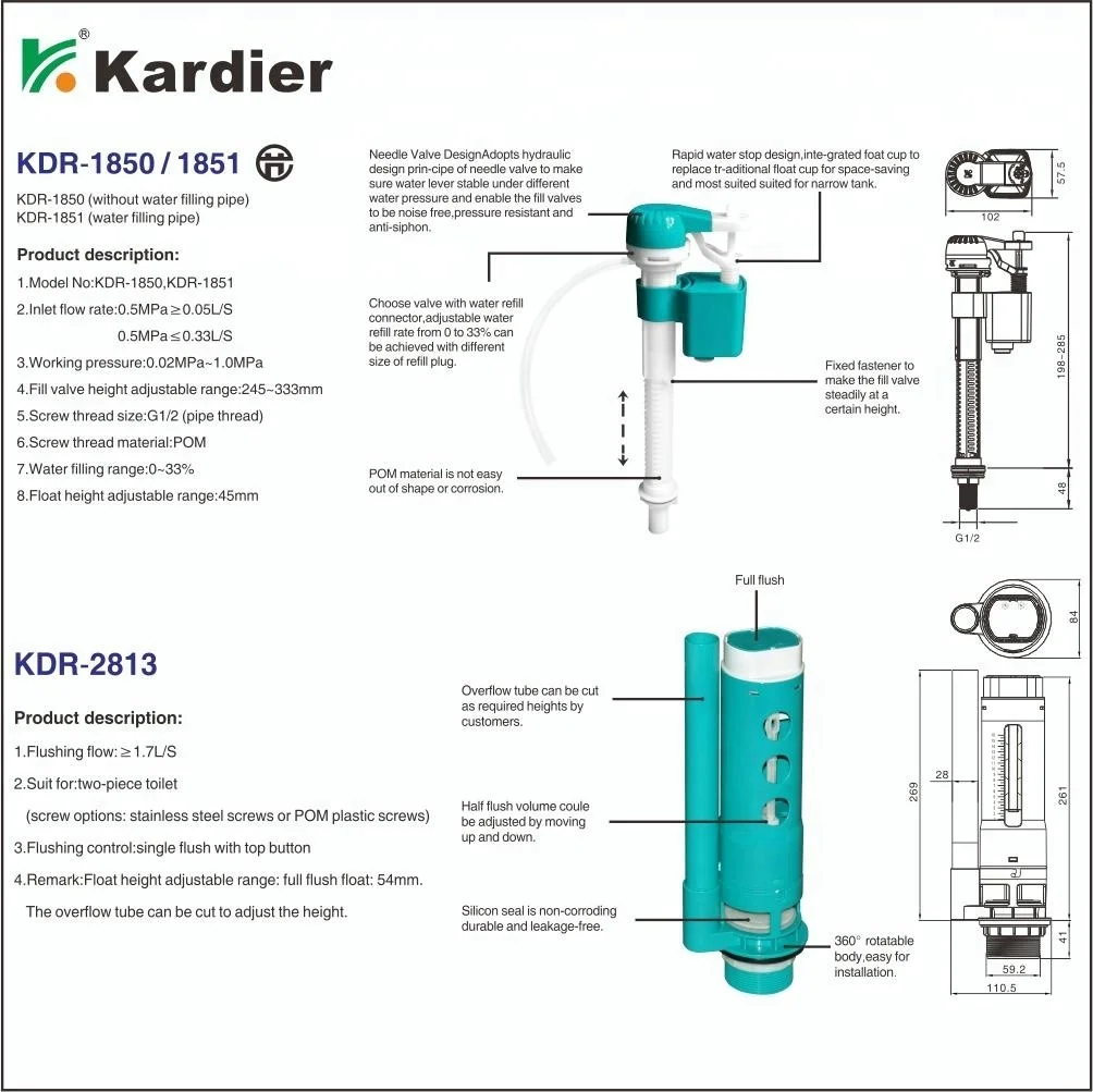Top Single button Toilet exposed plastic squatting flush tank