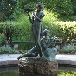 outdoor garden ornament bronze fountain statues beautiful girl with little bird sculpture Onlyart