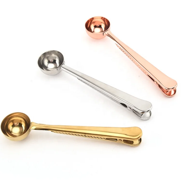2024 Wholesale stainless steel metal coffee milk clip spoon