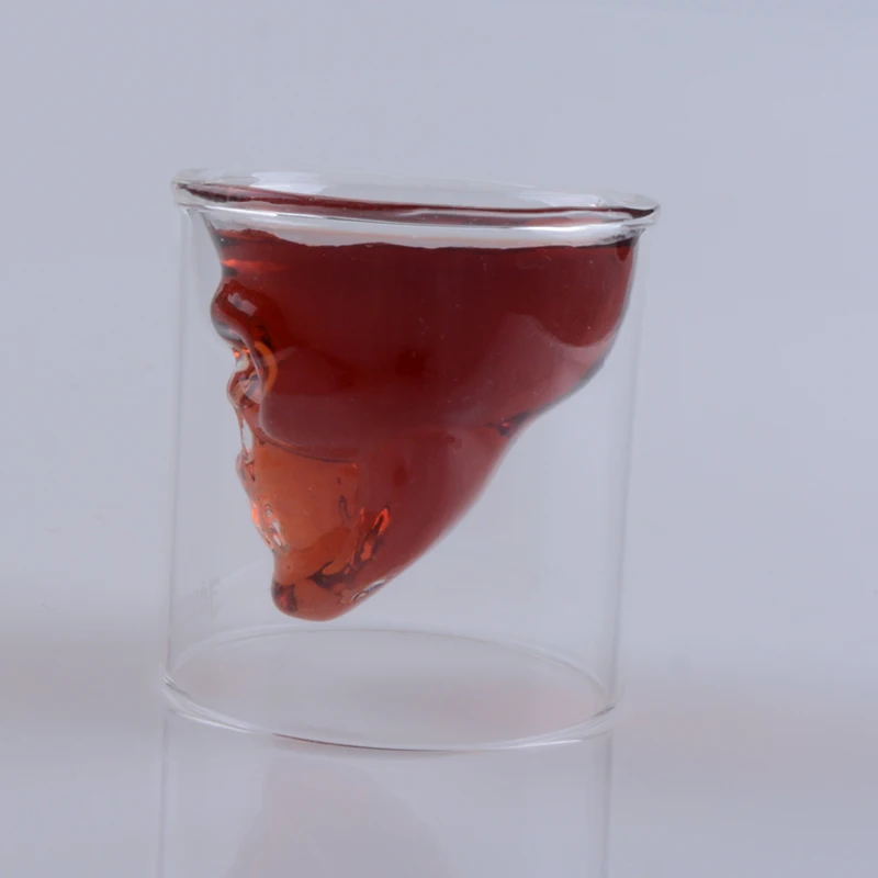 double wall skull wine glass