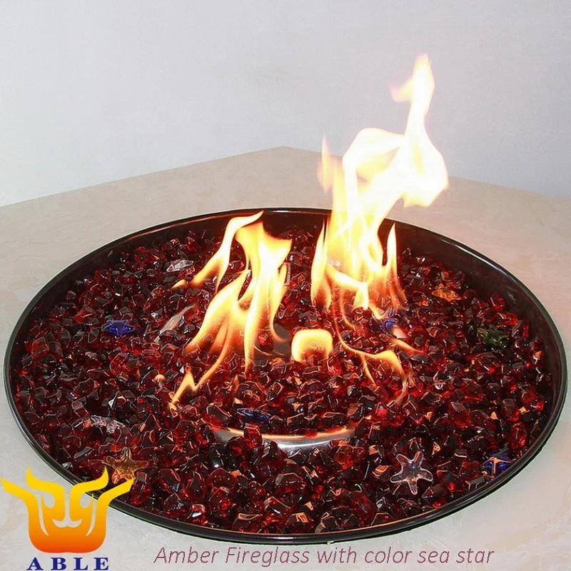 Fireplace Accessories & Super Fireglass Fire-resistant Glass Chips Amber Color