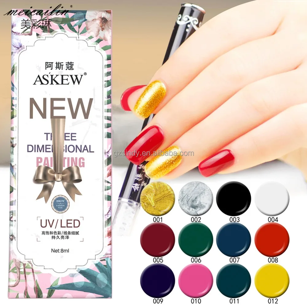 8ml Nail Painting Gel Polish Lacquer 12 Colors UV Gel Manicure DIY Nail Art Tips Design Gel Varnish