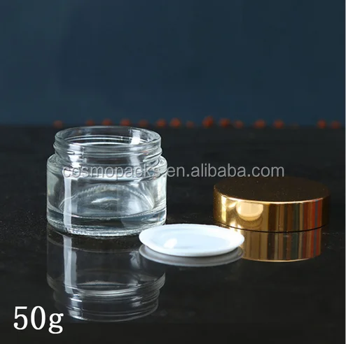 
2 oz mason jars clear cosmetic cream glass jar with black screw on lid 