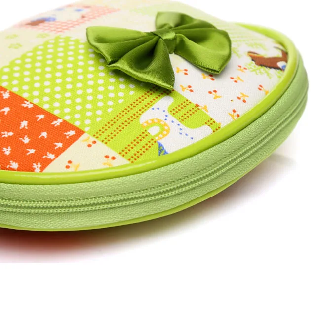 Lady green PU cosmetic bag with bow