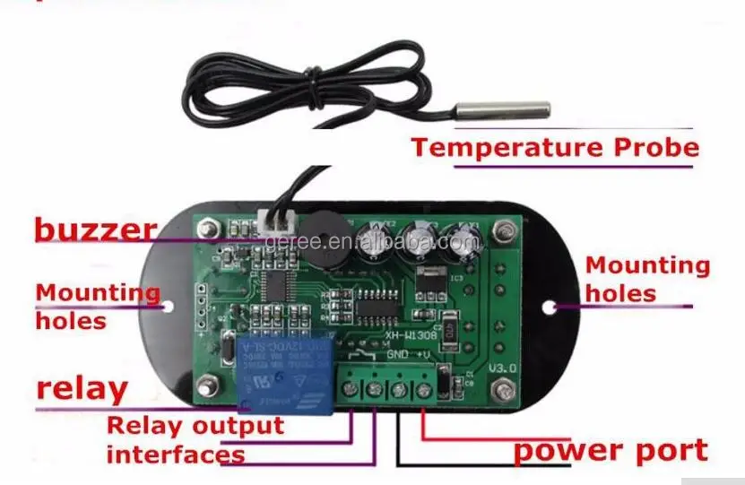 XH-W1308 Adjustable Digital Cool Heat Sensor Temperature Controller Thermostat Switch DC 12V AC 220V