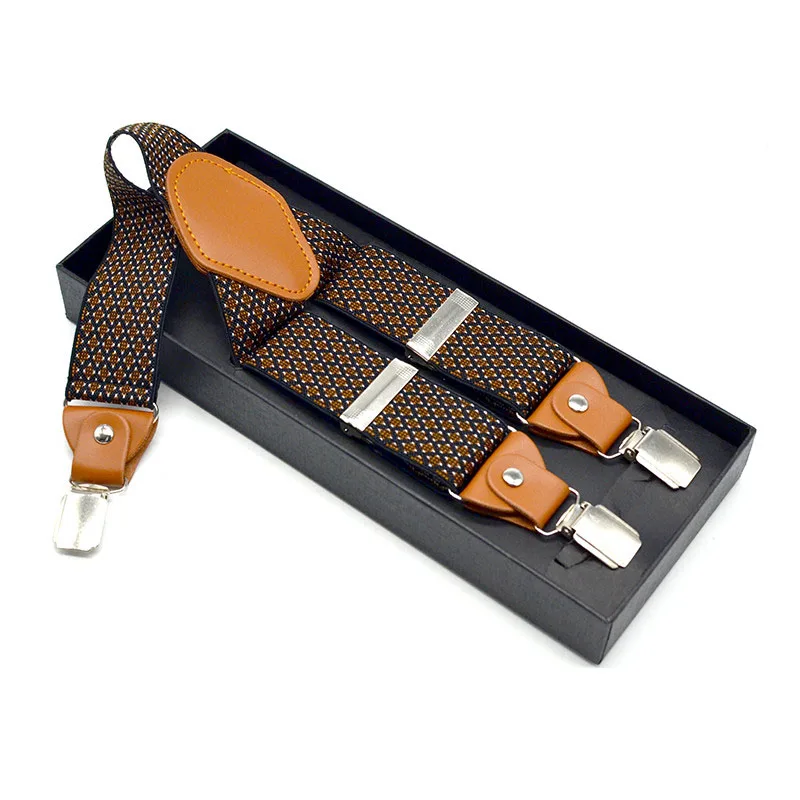 Коричневый мужские подтяжки бренд brace 3,5 см густо как рождественский подарок для сына молодых цветов Быстрая доставка