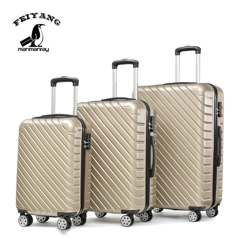 
Wholesale custom lightweight sport 3pcs wheels rolling cabin abs pc hard case carry on suitcase travel smart trolley luggage set 