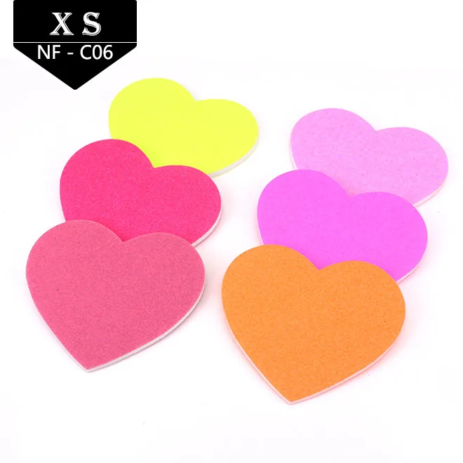 New Style Cute Double Sided Printed EVA heart Shape Sponge Nail File For Nail Tool
