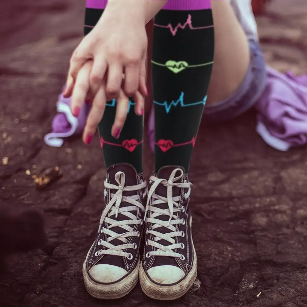 Athletic Sport Sock Custom 20-30mmhg Sport Medical Running Cycling Stocking Men Cheap Knee High Socks For Girls Compression Sock