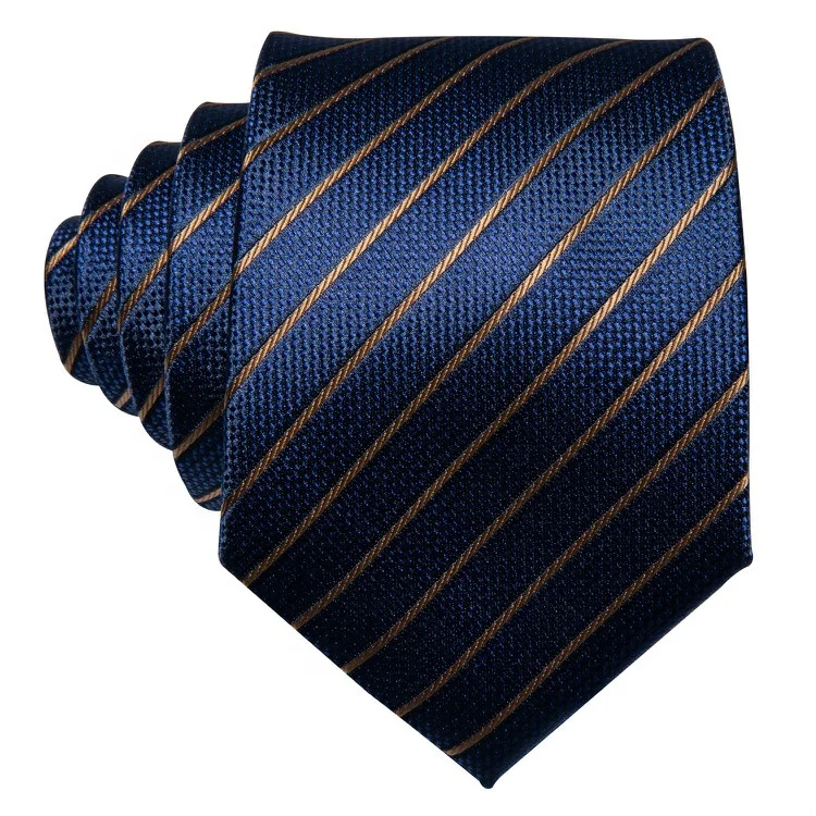  Barry Wang Fashion Blue Business Style 100% Silk Men Tie Striped Pattern Neck Ties